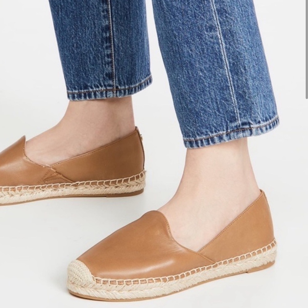 Sam Edelman Kesia Leather Slip on Espadrilles loafer SHOES LEATHER BROWN